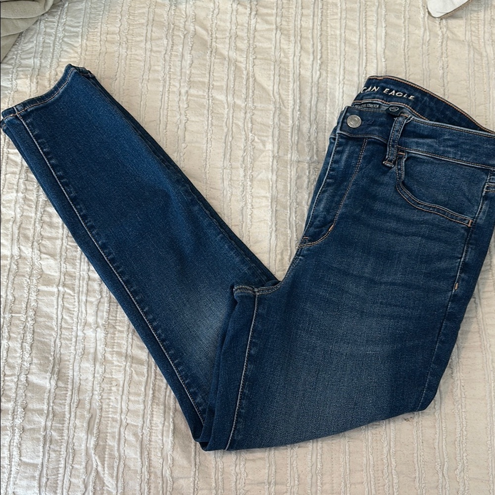 American Eagle Outfitters Dark Blue High Rise Jeggings - Picture 3 of 8